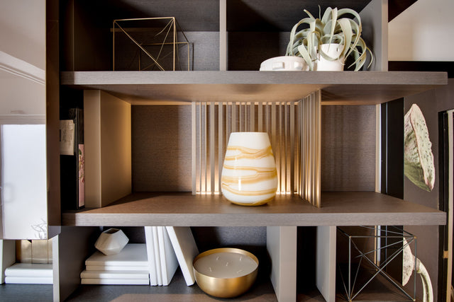 custom storage shelves in our la showroom
