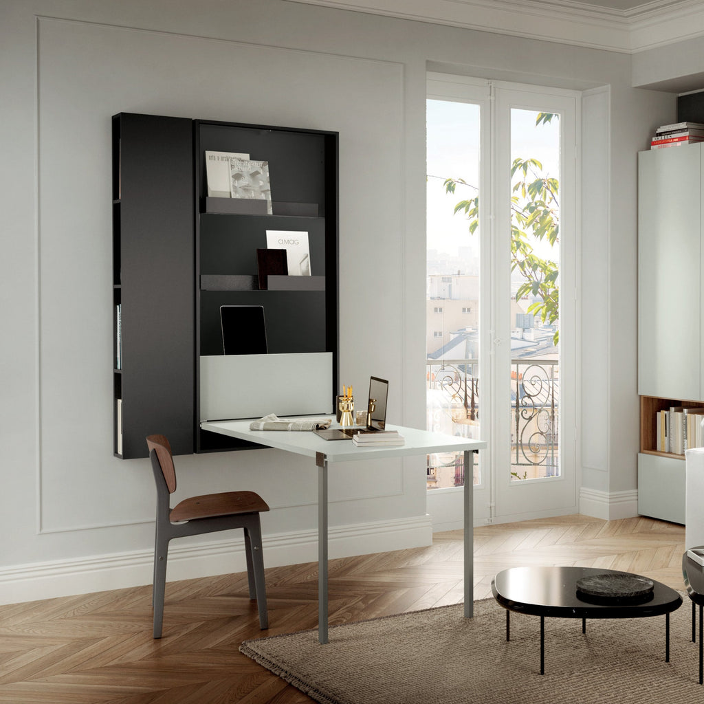 Wally Fold-Down Wall Table Hidden Storage 30+ Finishes
