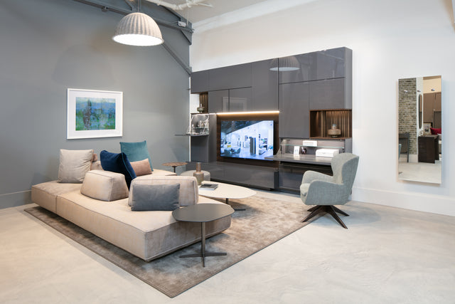 flex sofa and entertainment center at our sf showroom