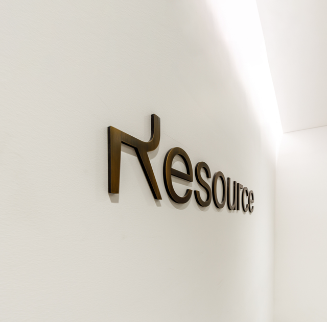 resource furniture logo in our nyc showroom