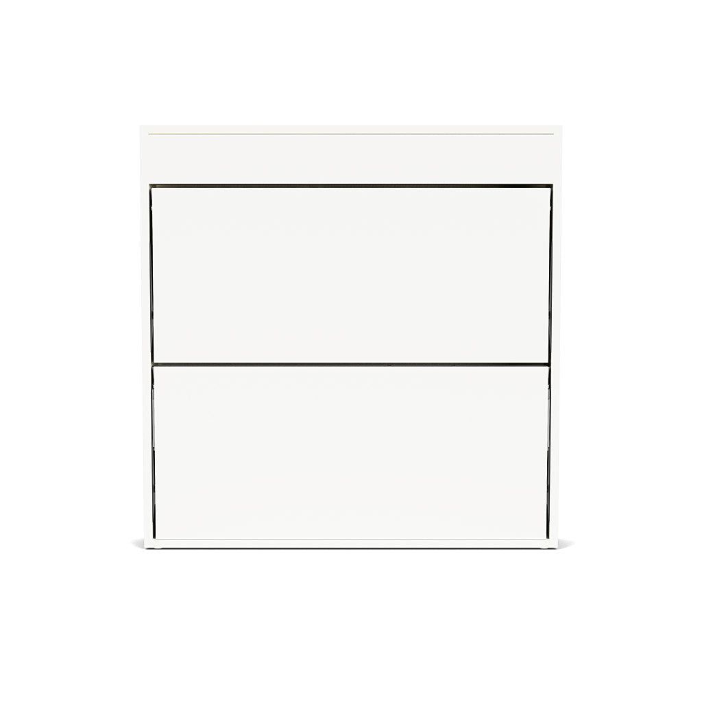 Kali Duo Murphy bunk beds in folded position with a modern white wall panel design, space saving furniture for small rooms.