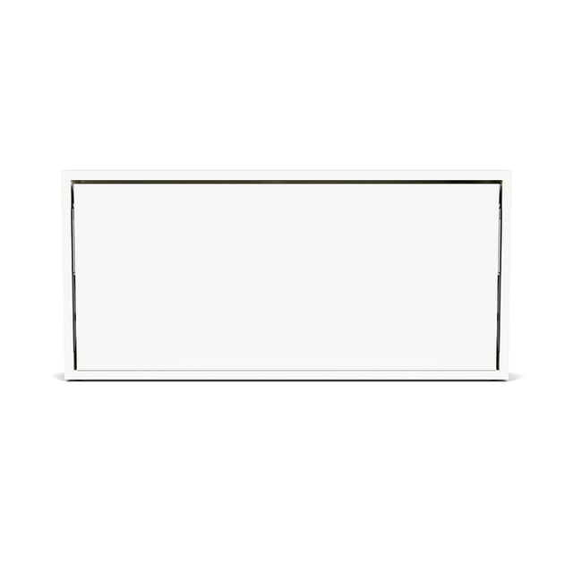 Closed view of the Kali horizontal twin Murphy bed in a sleek white cabinet, ideal for maximizing small space functionality.