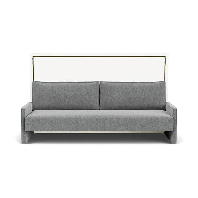 Kali Sofa twin wall bed with sleek gray upholstered sofa in a minimalist white background.