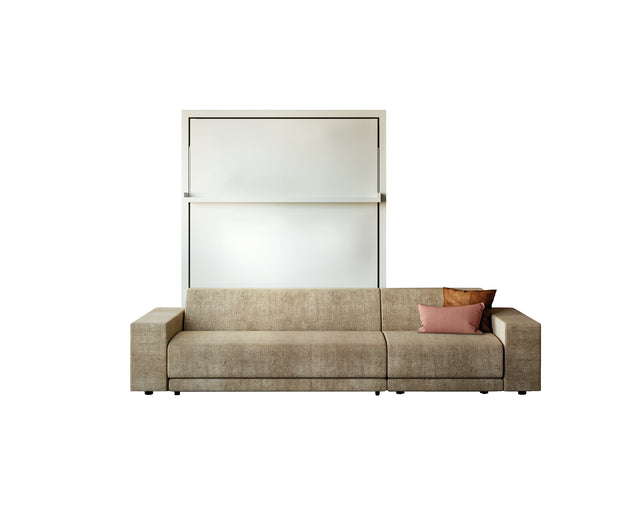 Oslo Sectional Murphy Bed with Sofa shown closed in studio setting – queen wall bed with sofa for small spaces
