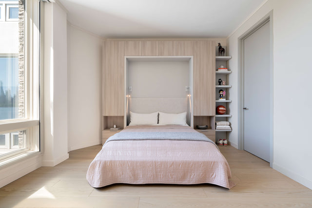 Resource Furniture Penelope Desk opened as a wall bed in an Edgewater condo by YZ Design Atrium