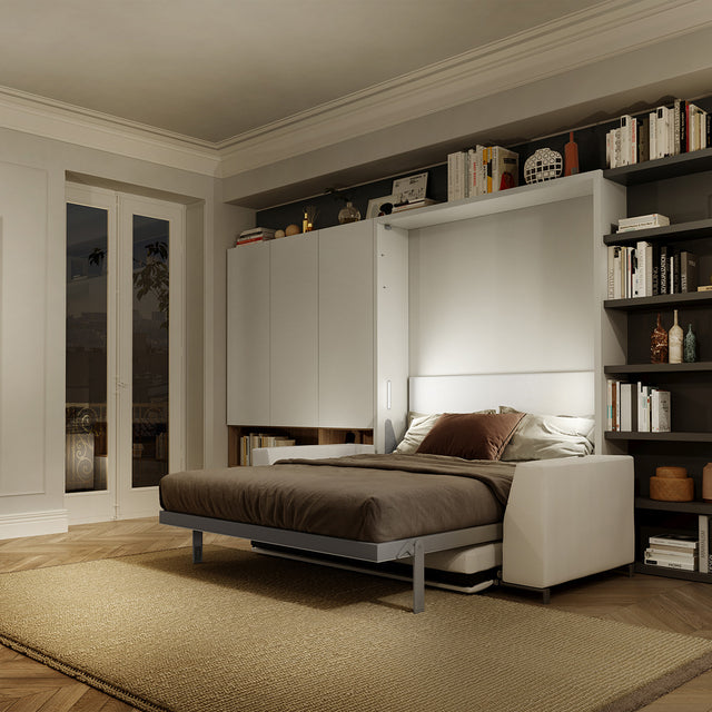 Tonale Sofa Murphy Bed open showing bed extended in modern space saving furniture setup