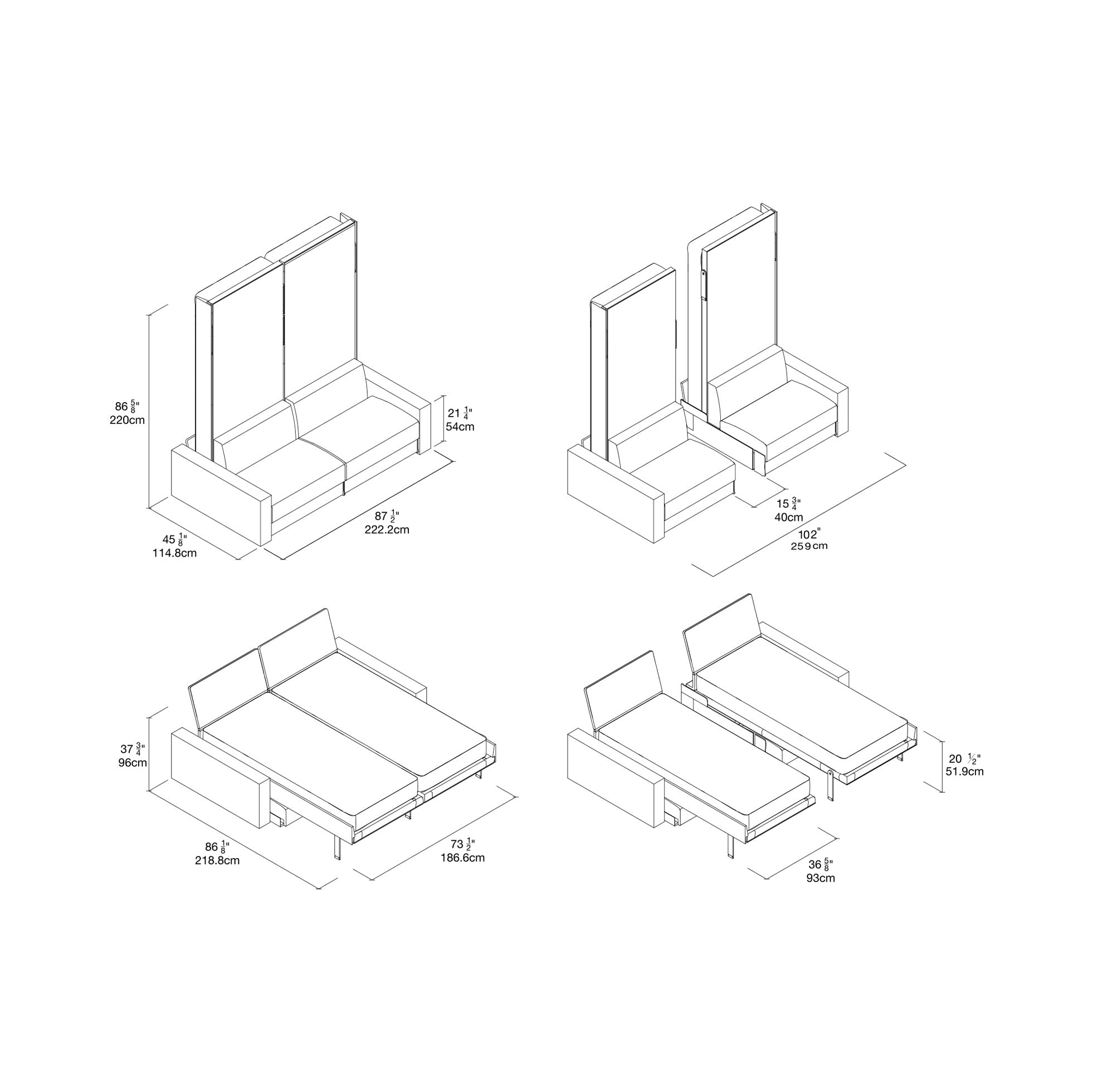 Ella & Louis Wall Bed Product Dimensions