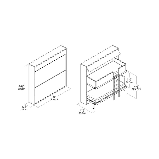 Kali Duo Murphy Bunk Bed Product Dimensions