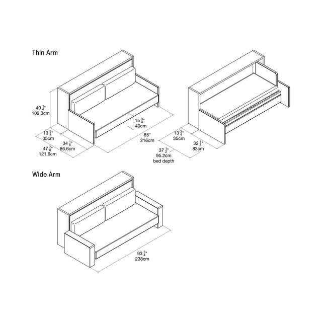 Kali Sofa Wall Bed Dimensions