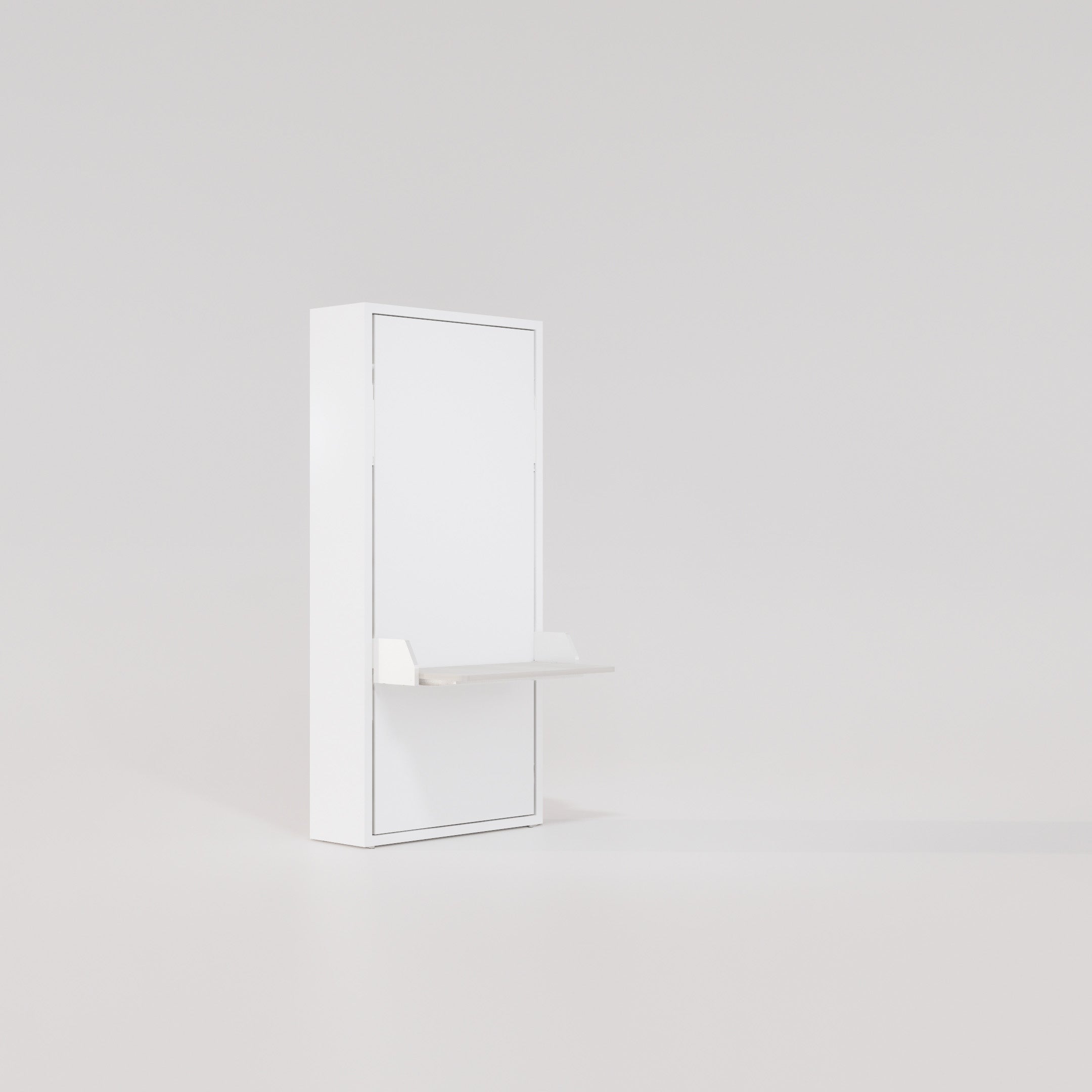 Angled view of Altea Desk Murphy bed with desk surface extended, shown against light gray background.