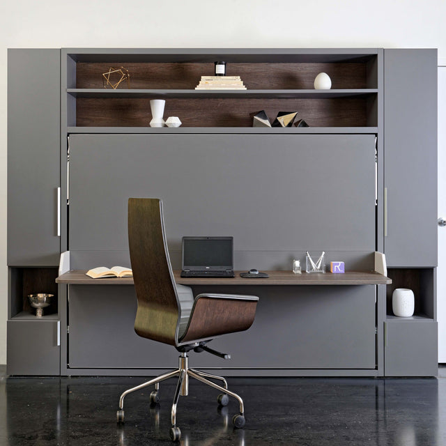 Circe Desk horizontal queen Murphy bed with desk in closed position – multifunctional wall bed for small spaces by Resource Furniture.
