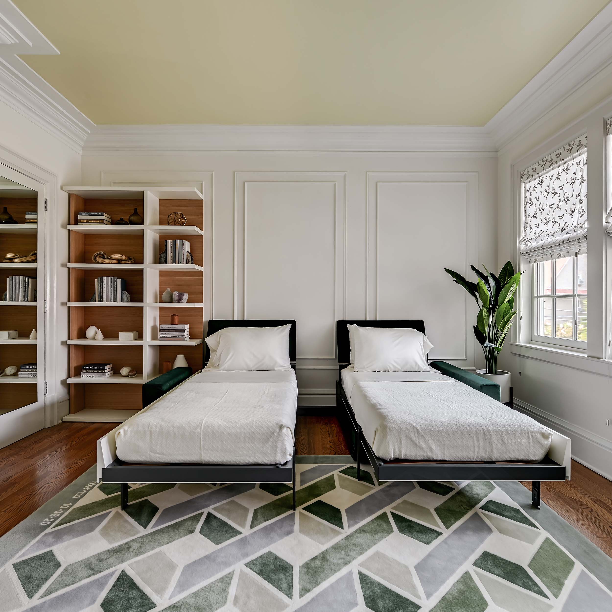 Ella & Louis Freestanding Queen Wall Beds with Sofas shown fully open, revealing twin-size sleeping surfaces in a multifunctional space-saving furniture configuration.