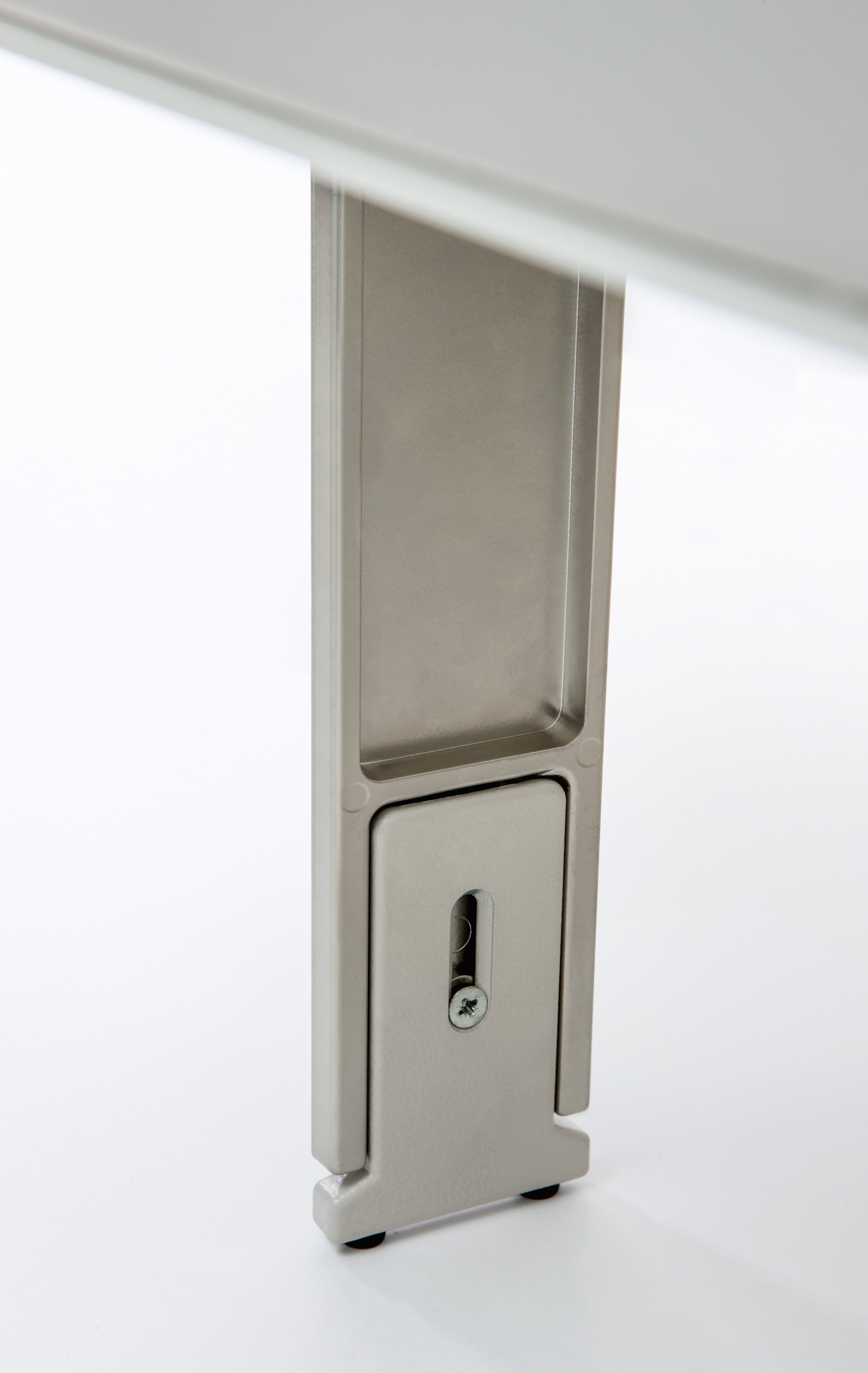 Close-up of the foot hardware on the Penelope queen Murphy bed, showing the durable metal leg mechanism for space saving furniture solutions.