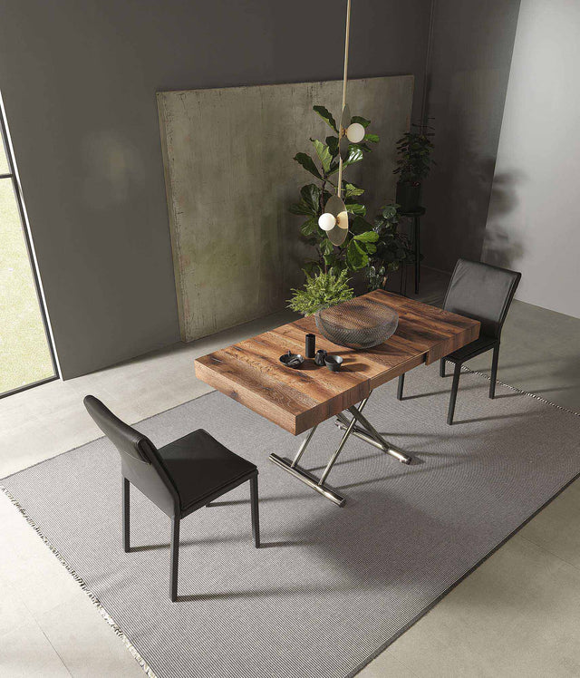 Cristallo Mini table extended into a functional dining table, seamlessly blending into a stylish dining area.