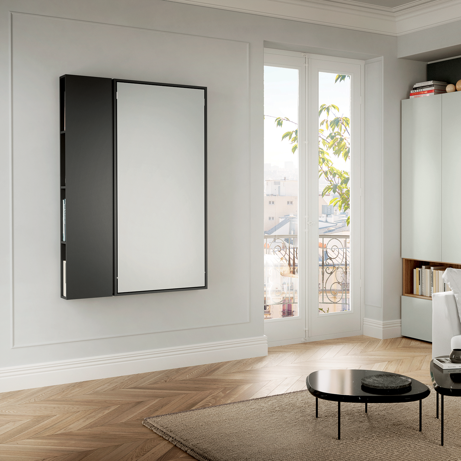 Specchio | Space-Saving Wall-Mounted Mirror Table