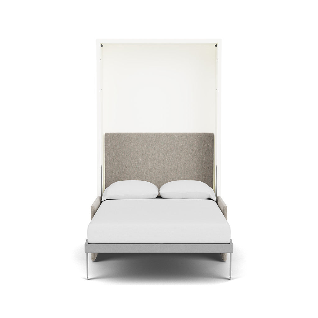 Altea Sofa Murphy Bed in queen size shown open with gray upholstered headboard, ideal space saving furniture for modern homes.