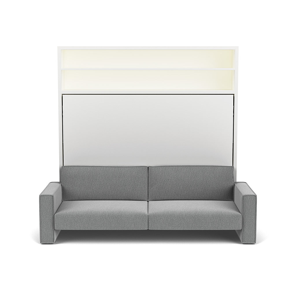 Circe Sofa Horizontal Queen Wall Bed in closed position, shown as a modern murphy bed with couch for space saving furniture needs.