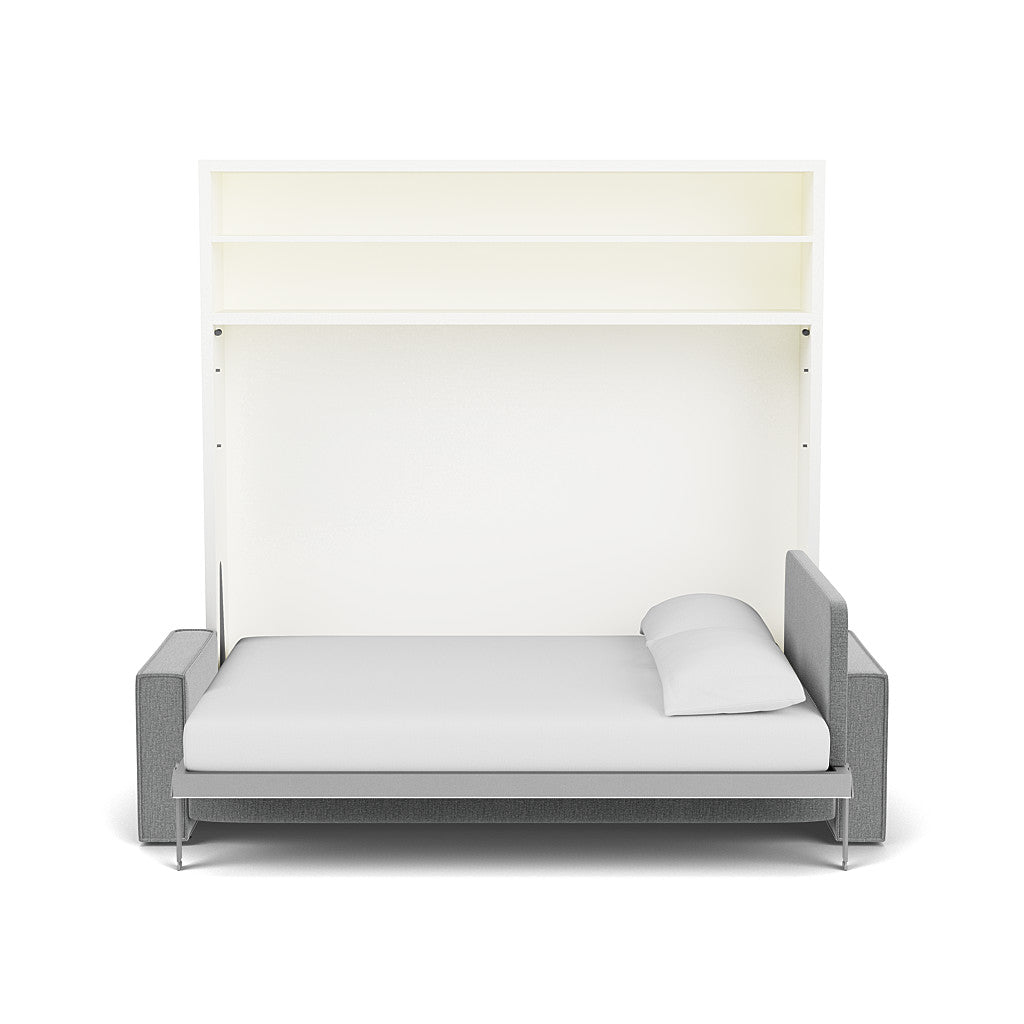 Circe Sofa Horizontal Queen Murphy Bed opened into a queen bed with couch, ideal space saving furniture for small rooms.