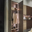 Custom entryway wardrobe cabinet with LED lighting, hanging storage, and shelves – space saving furniture by Resource Furniture.