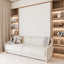 Diana Sofa Wall Bed closed as a modern sofa with gently angled arms and integrated wood shelving.