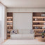 Front view of the Diana Sofa Wall Bed closed, showing a modern wall bed with sofa and built-in shelving.