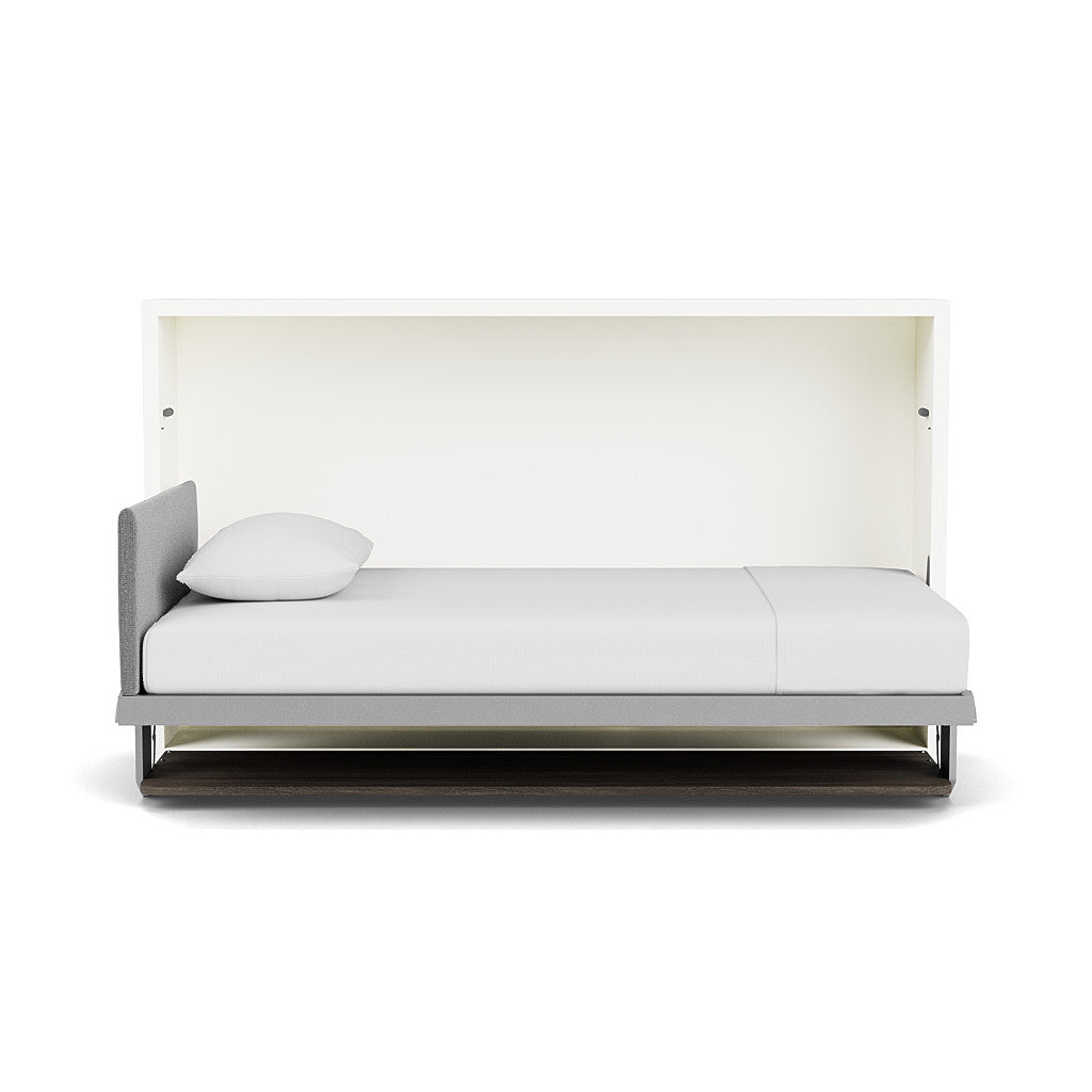 Kali Desk Murphy bed shown in the open position with integrated desk, ideal for compact living and multifunctional use.