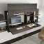 Dark wood Maxi Desk with built-in workspace and shelving in modern home office