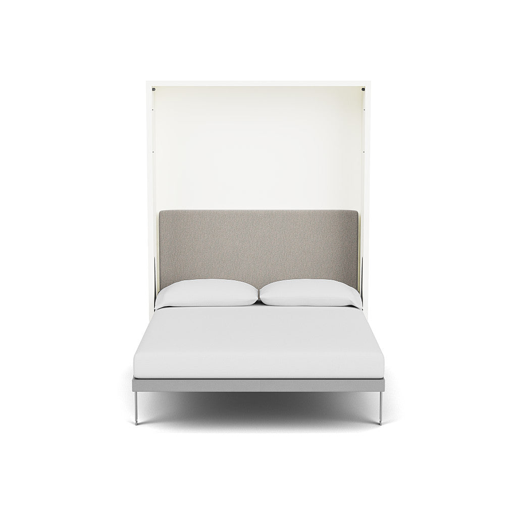 Penelope Desk queen Murphy bed in open position with upholstered headboard – multifunctional furniture for small spaces
