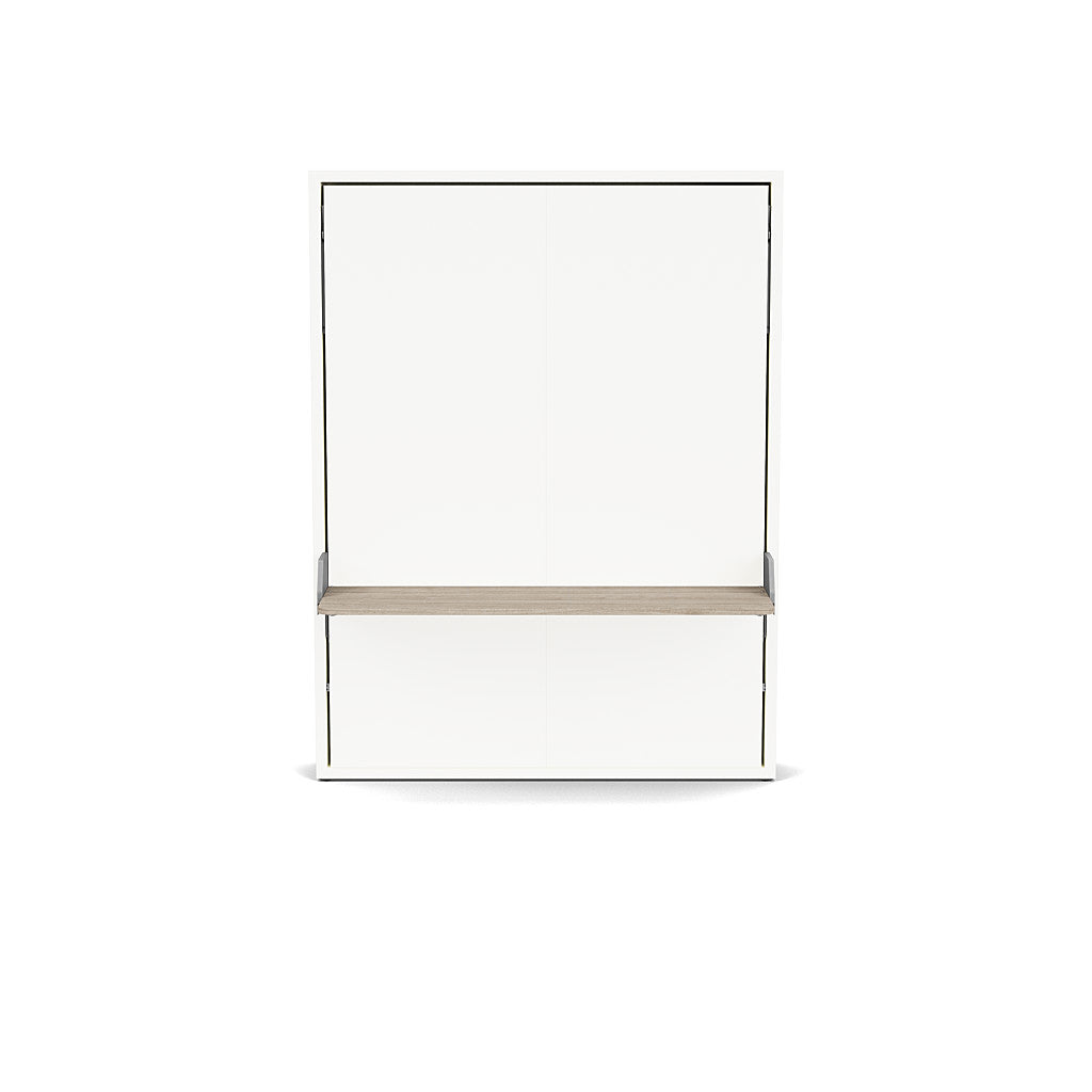 Penelope Desk queen Murphy bed with integrated shelf in closed position – modern space-saving furniture in white finish