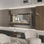 Maxi Bar open to reveal a wall-mounted home bar with serving surface and storage, integrated into a modern living room wall system.