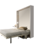 Altea Desk Murphy bed fully extended with bedding, shown isolated on white background.