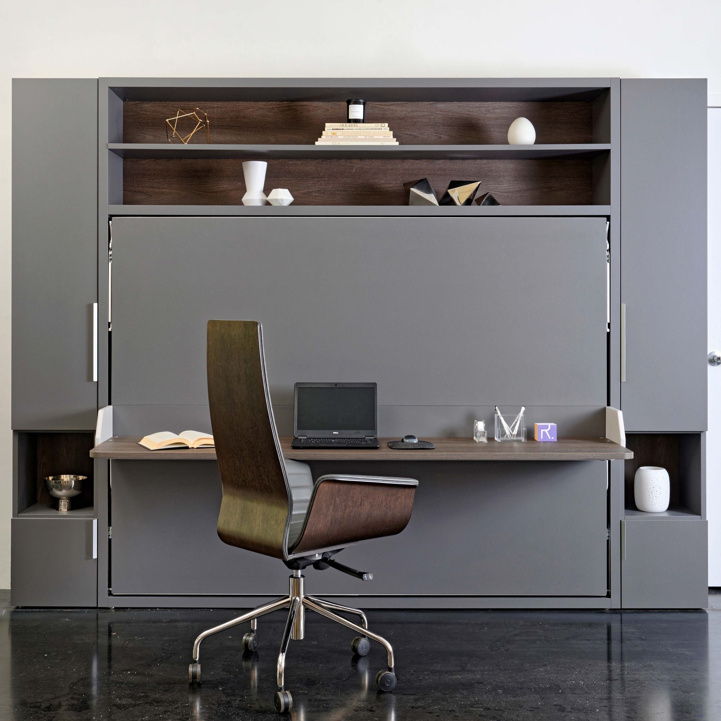 Circe Desk horizontal queen Murphy bed with desk in closed position – multifunctional wall bed for small spaces by Resource Furniture.
