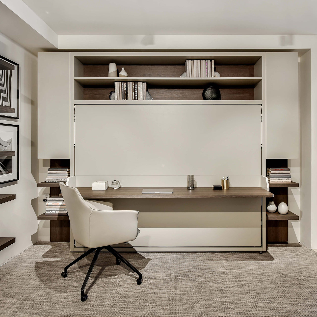 Circe Desk Queen Wall Bed | Horizontal Open with Desk