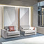 Circe Sofa with the horizontal queen wall bed partially opened, showing the transformation from modern seating to a functional sleeping solution.