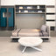 Circe Sofa opened into a horizontal queen Murphy bed with upholstered headboard and integrated sofa base