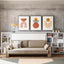 Kali Sofa twin wall bed with integrated beige sofa in a modern living space featuring geometric wall art and open bookshelves.