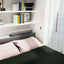 Detail view of shelves and hidden storage above the bed and optional LED light in the Penelope Desk Murphy Bed, a modern space saving furniture solution