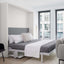 Penelope Desk Queen Murphy bed open with built-in shelving – multifunctional furniture for small spaces