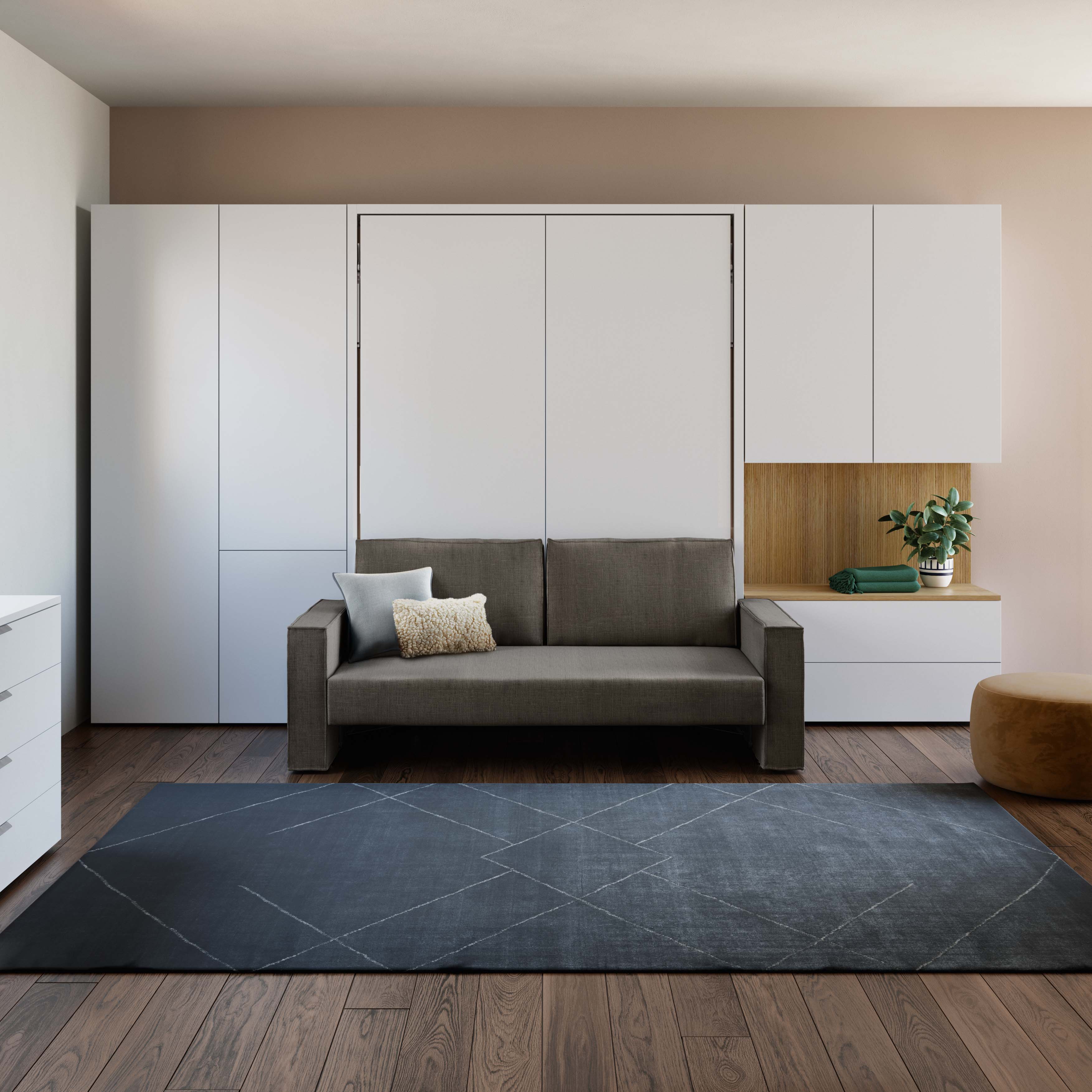 Penelope Sofa Queen Murphy bed with 2-seat sofa in closed position – elegant space saving furniture for modern living rooms.